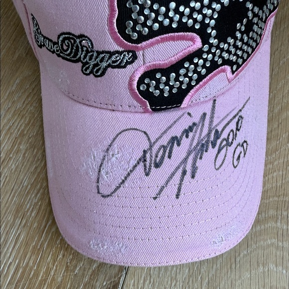 Dennis Anderson Autographed “Grave Digger” Pink Rhinestone Skull Hat Monster Jam main image 7